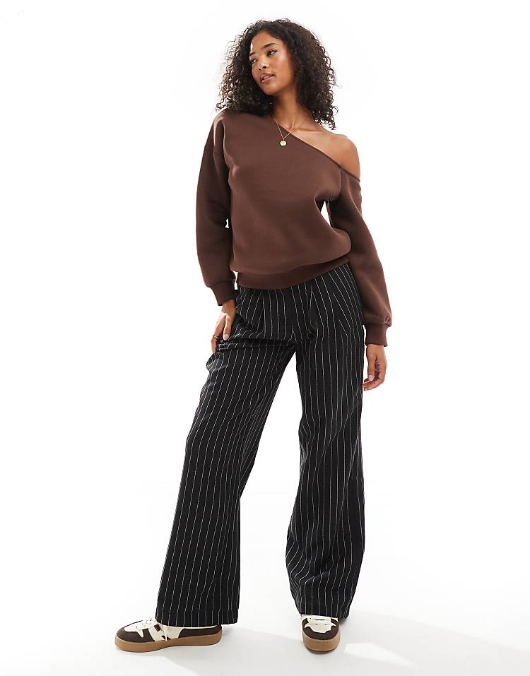 ASOS DESIGN asymmetric slouchy sweatshirt in burgundy