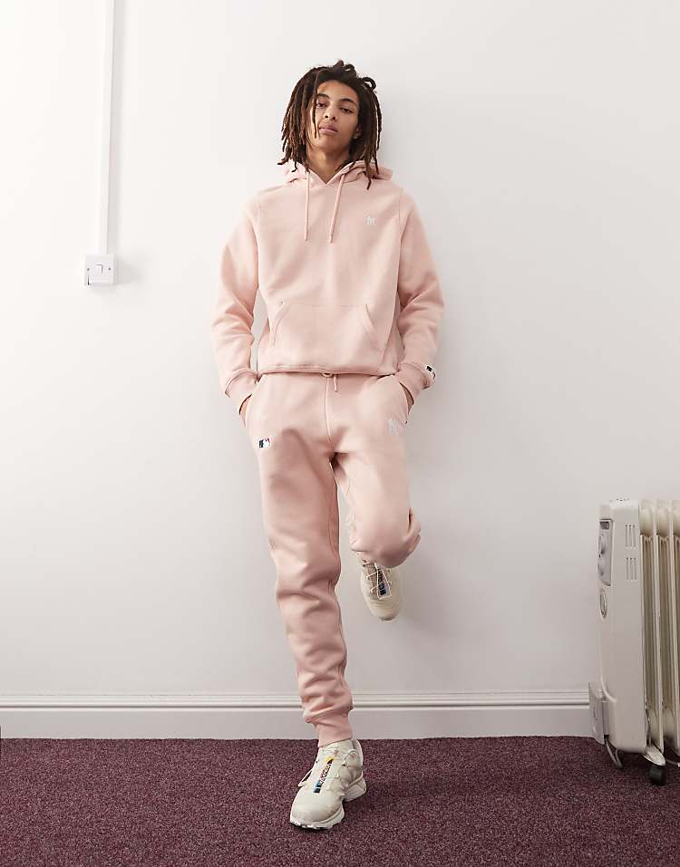 47 Brand NY Yankees mini logo hoodie co-ord in dusty mauve