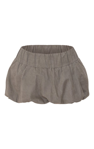 Brown Twill Low Rise Puffball Mini Skirt