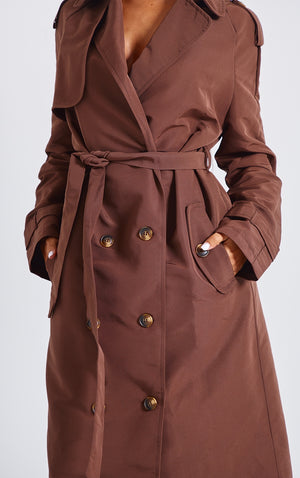 Petite Chocolate Oversized Trench Coat