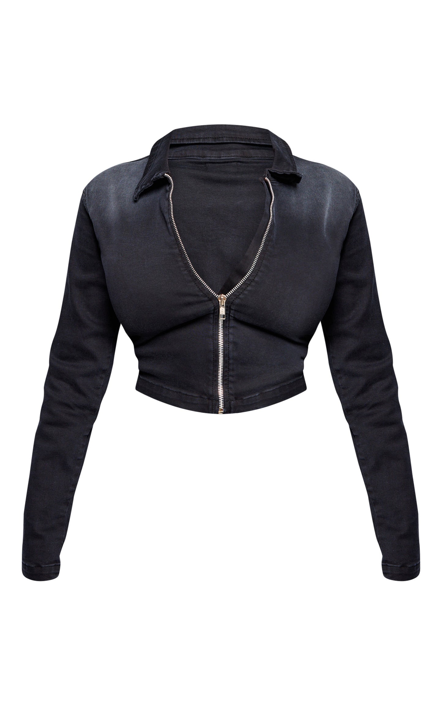 Shape Light Blue Denim Cropped Zip Through Jacket