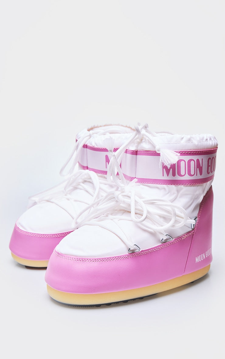 MOON BOOT Pink and White Icon Low