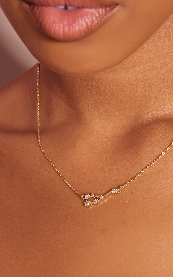 Gold Plated Aquarius Celestial Necklace