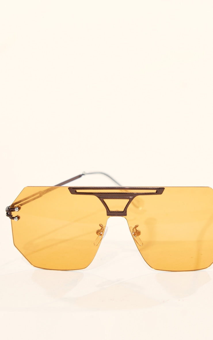 Orange Frameless Aviator Sunglasses