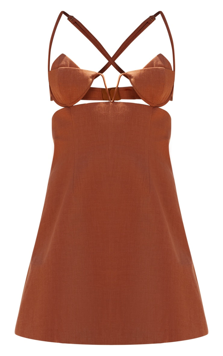 PLT Label Rust Cut Out A Line Shift Dress