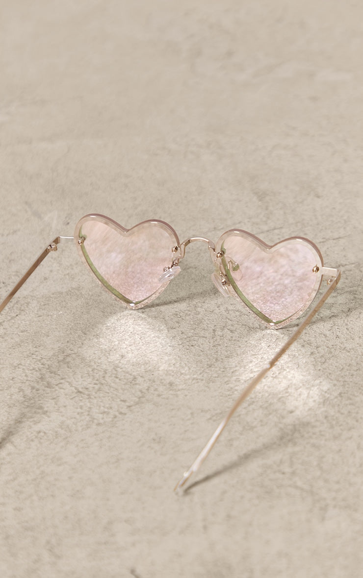 Silver Mirror Heart Sunglasses