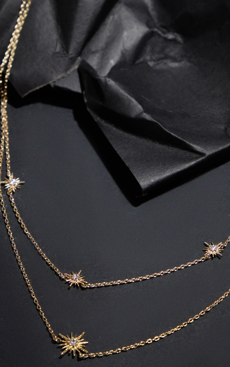 Real Gold Plated Star Diamante Necklace