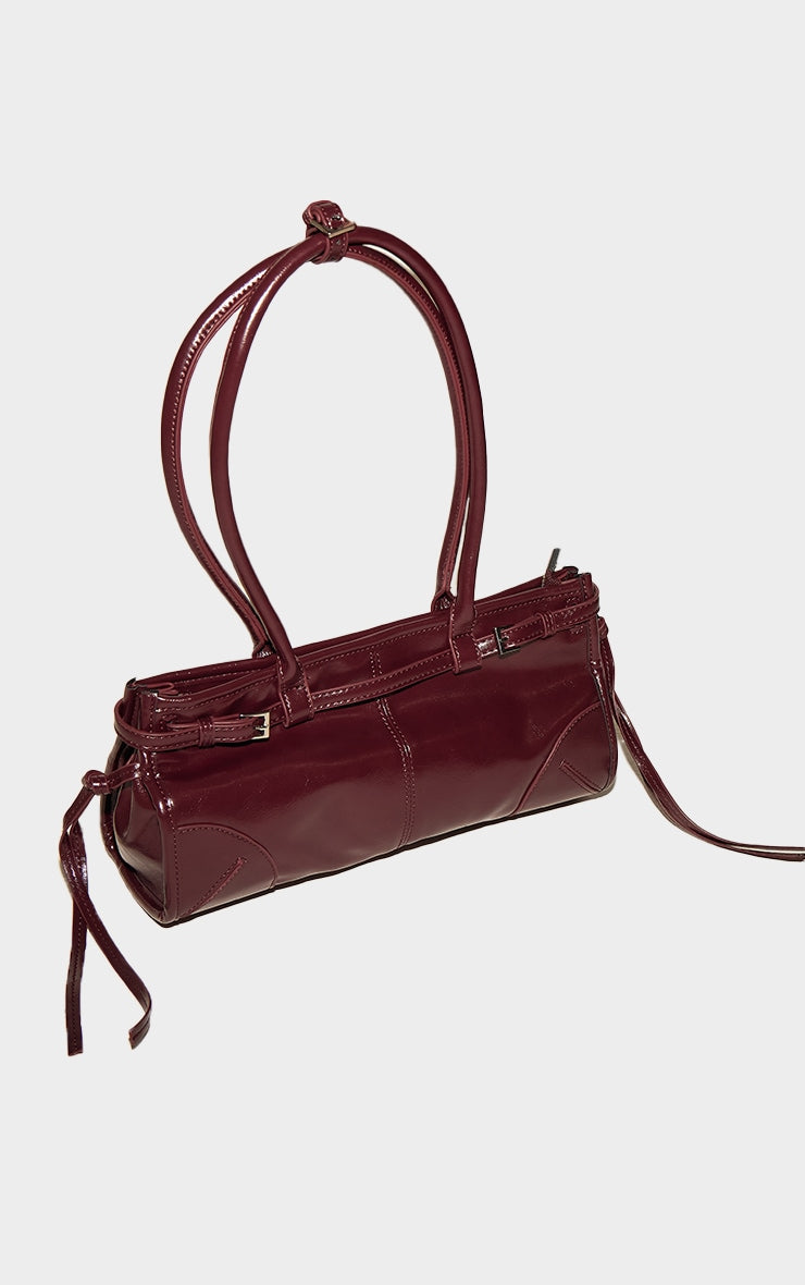 Burgundy Crinkle Long Shoulder Bag