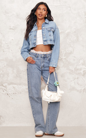 Mid Blue Wash Classic Cropped Denim Jacket