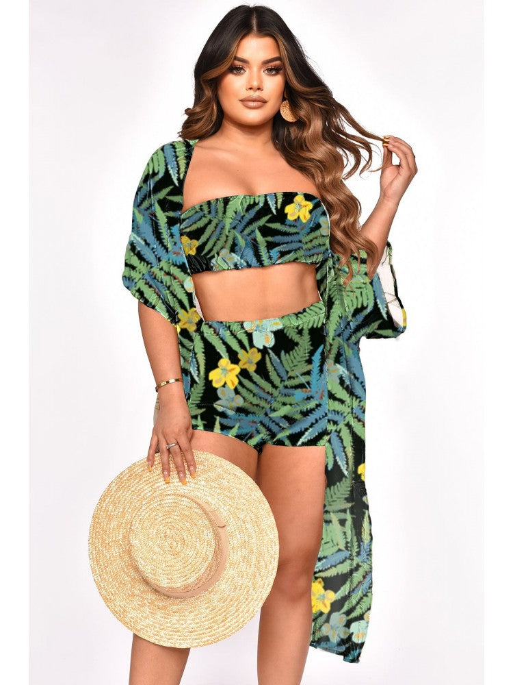 Women's Chiffon Printed Three-Piece Swimsuit