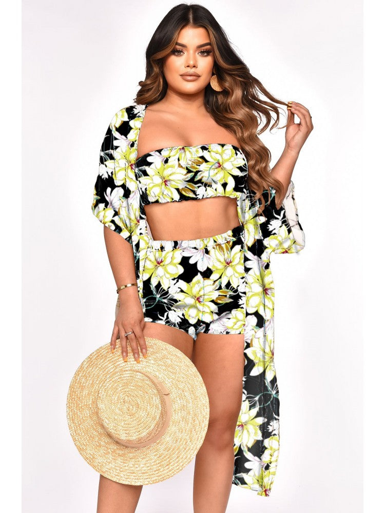 Women's Chiffon Printed Three-Piece Swimsuit