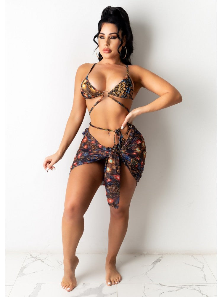 Sexy Floral Bikini Three-piece Swimsuit Sets