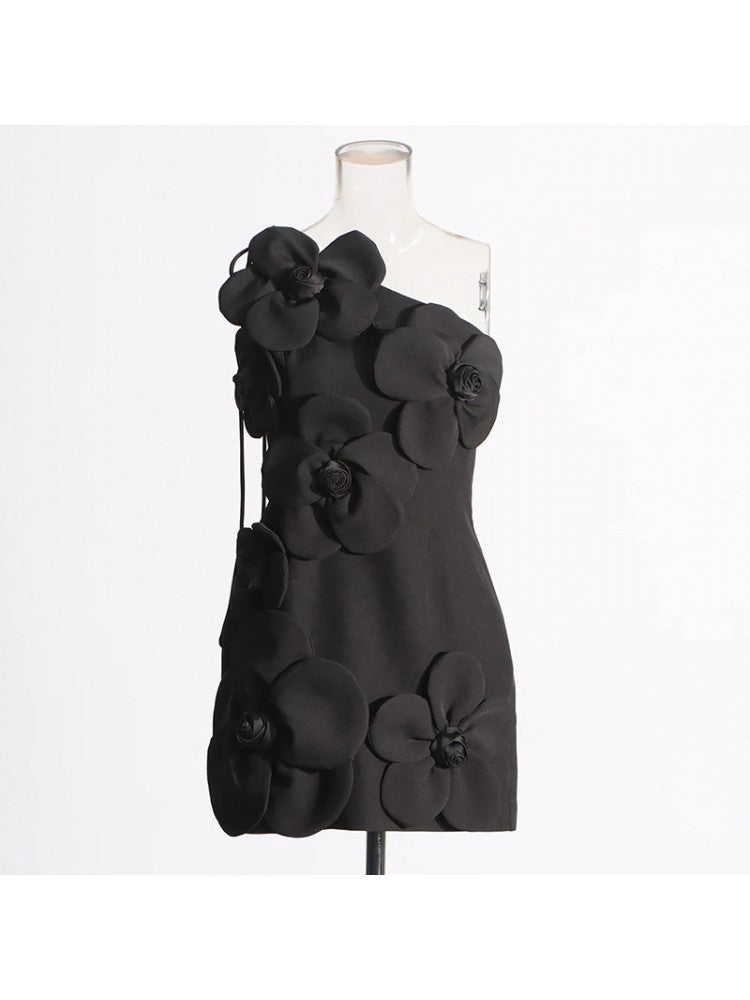 3D Flower Tie-wrap Bodycon Prom Sleeveless Dresses