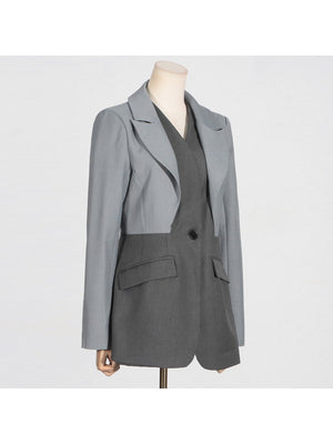 Colorblock Buckle Long Sleeve Blazers