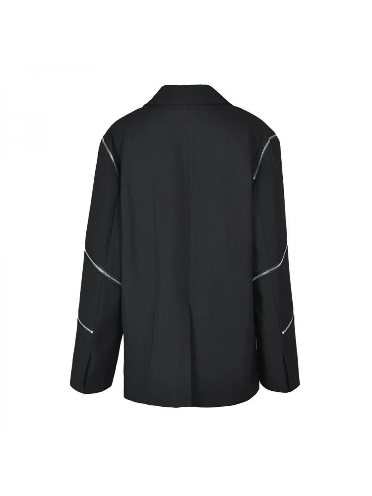 Hollow-out Zipper Long Sleeve Blazers