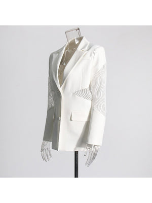 Patchwork Hollow-out Long Sleeve Blazers