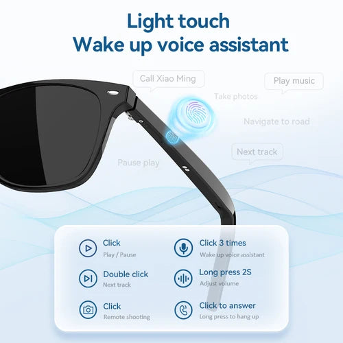 Neue intelligente Brille drahtlose Bluetooth-Sonnenbrille Mikrofon Lautsprecher Touch & Voice Assistant