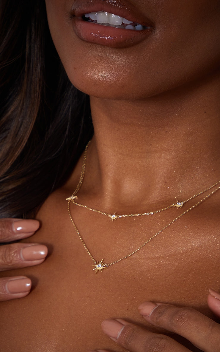 Real Gold Plated Star Diamante Necklace