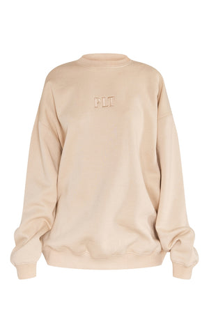 PRETTYLITTLETHING Stone Embroidered Sweatshirt