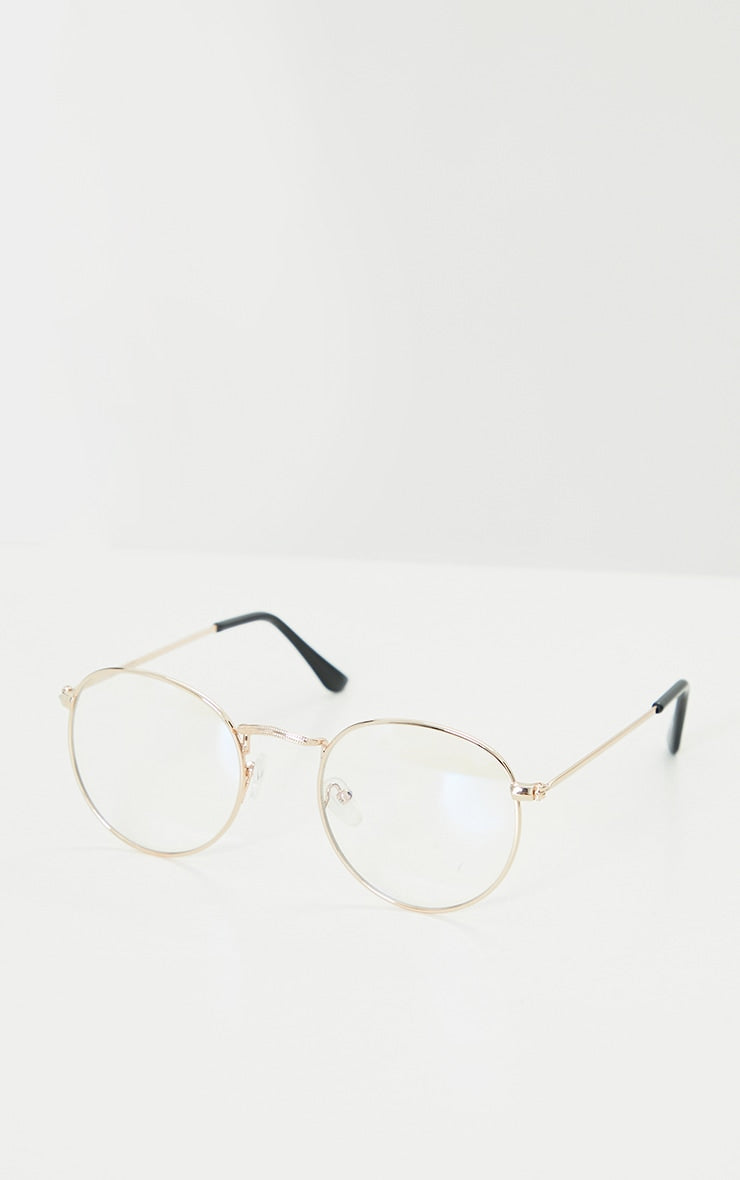 Gold Round Frame Blue Light Readers