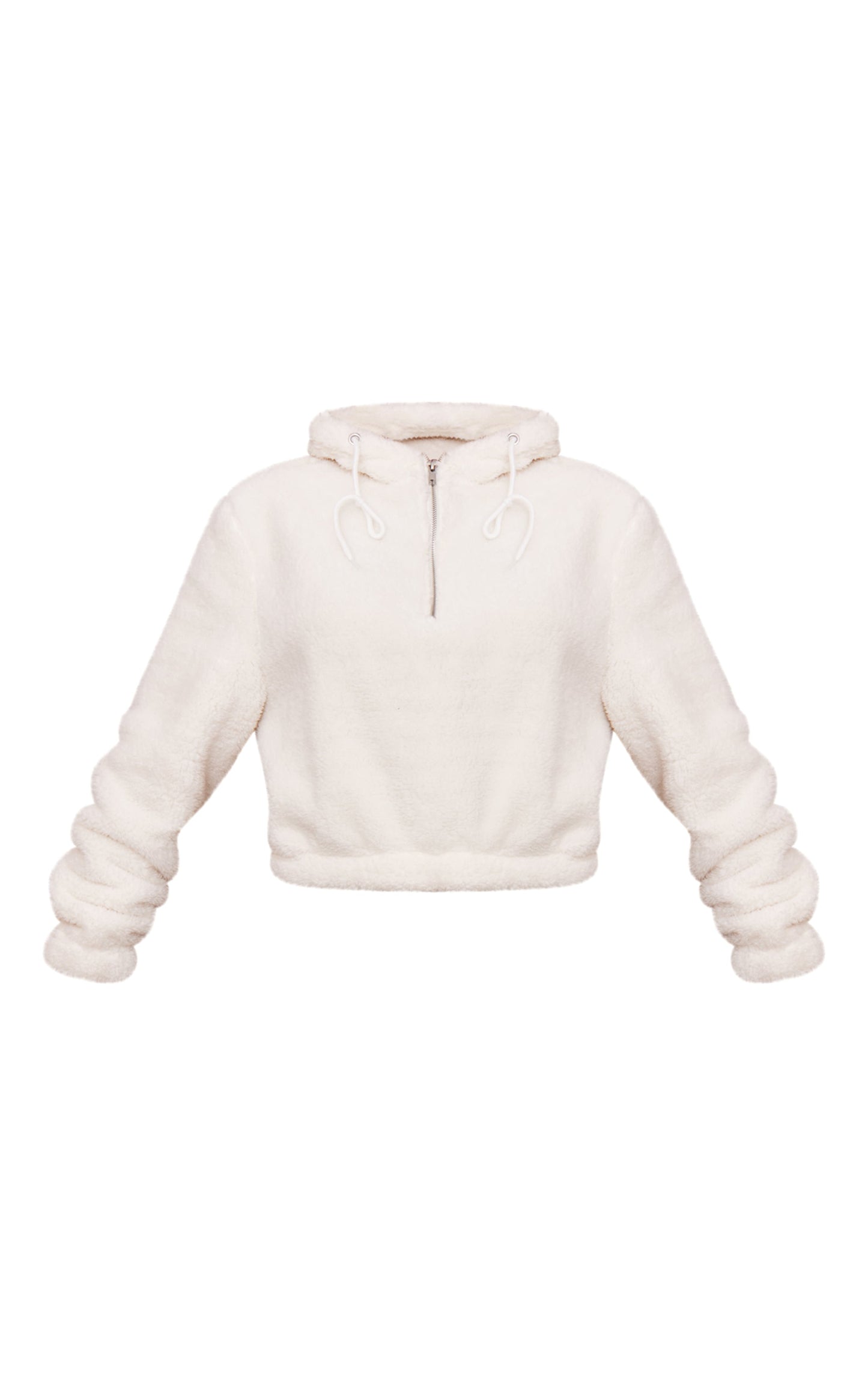 Cream Quarter Zip Cropped Fleece