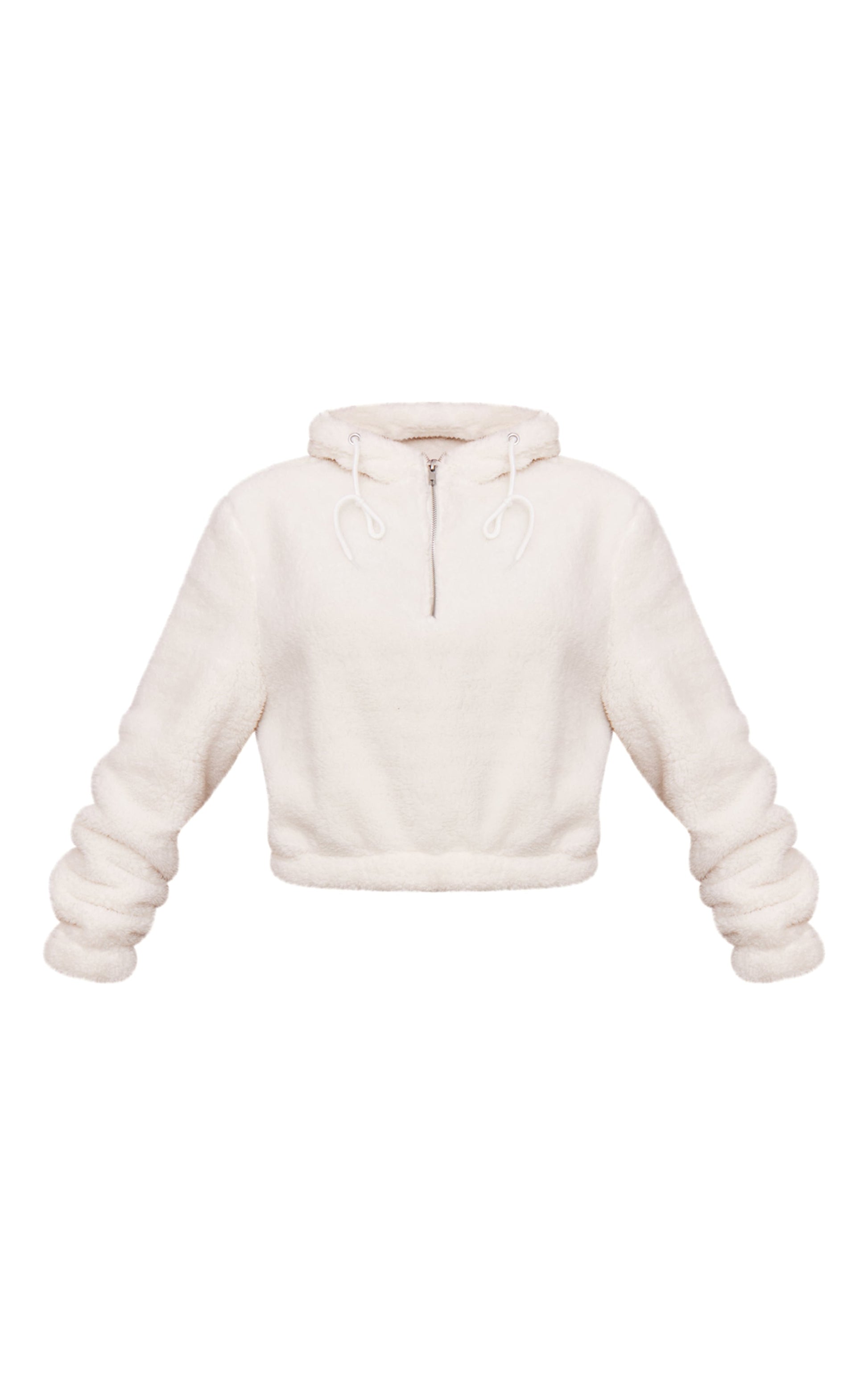 Cream Quarter Zip Cropped Fleece