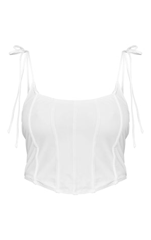 White Frill Trim Corset Bikini Top