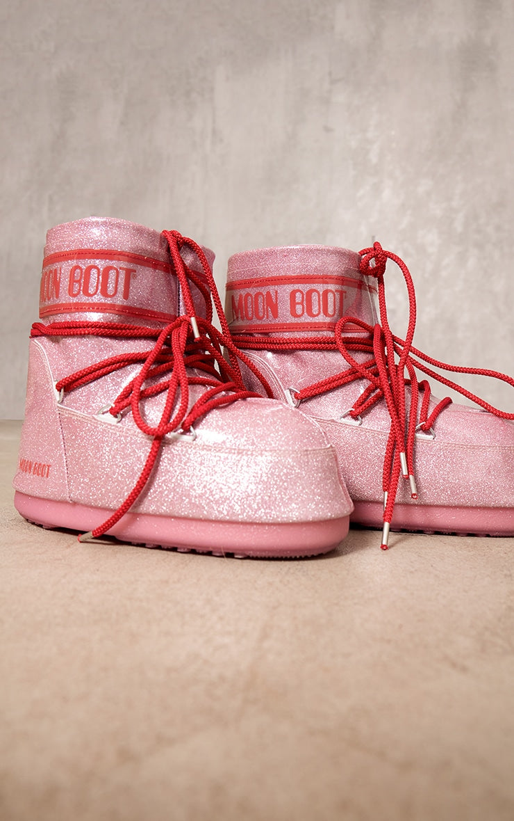 Pink Moon Boot Icon Low Glitter