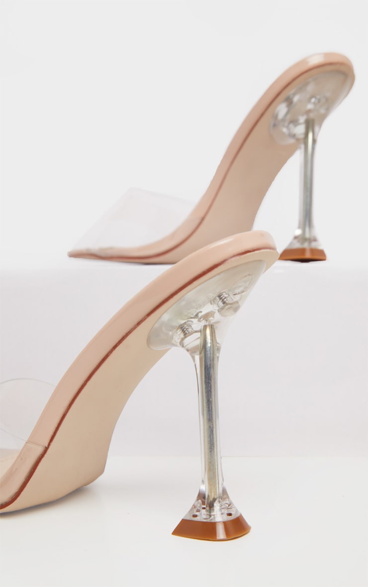 Nude Clear Heel Mule Sandals - HCWP 