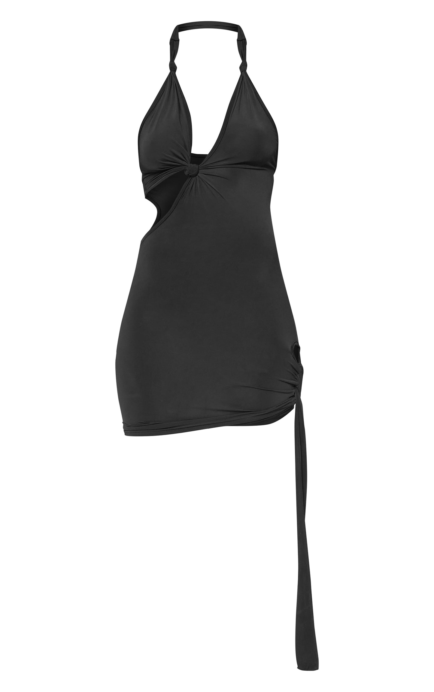 Black Slinky Knotted Bodycon Dress