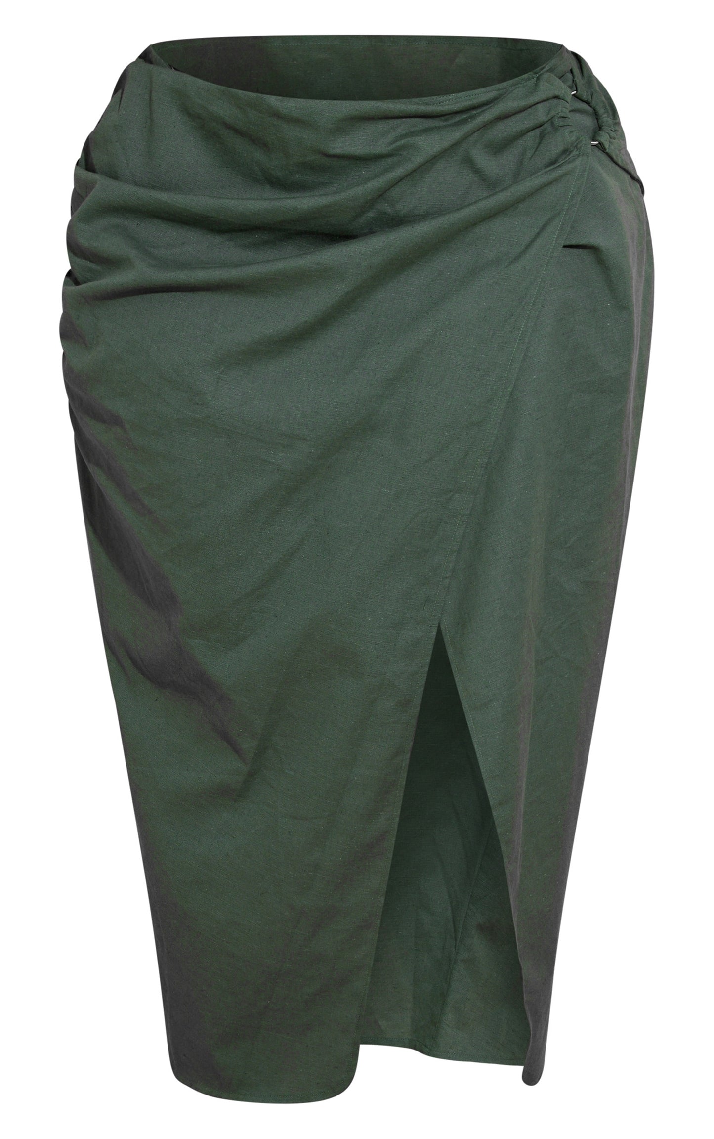 Plus Dark Green O Ring Split Leg Midaxi Skirt