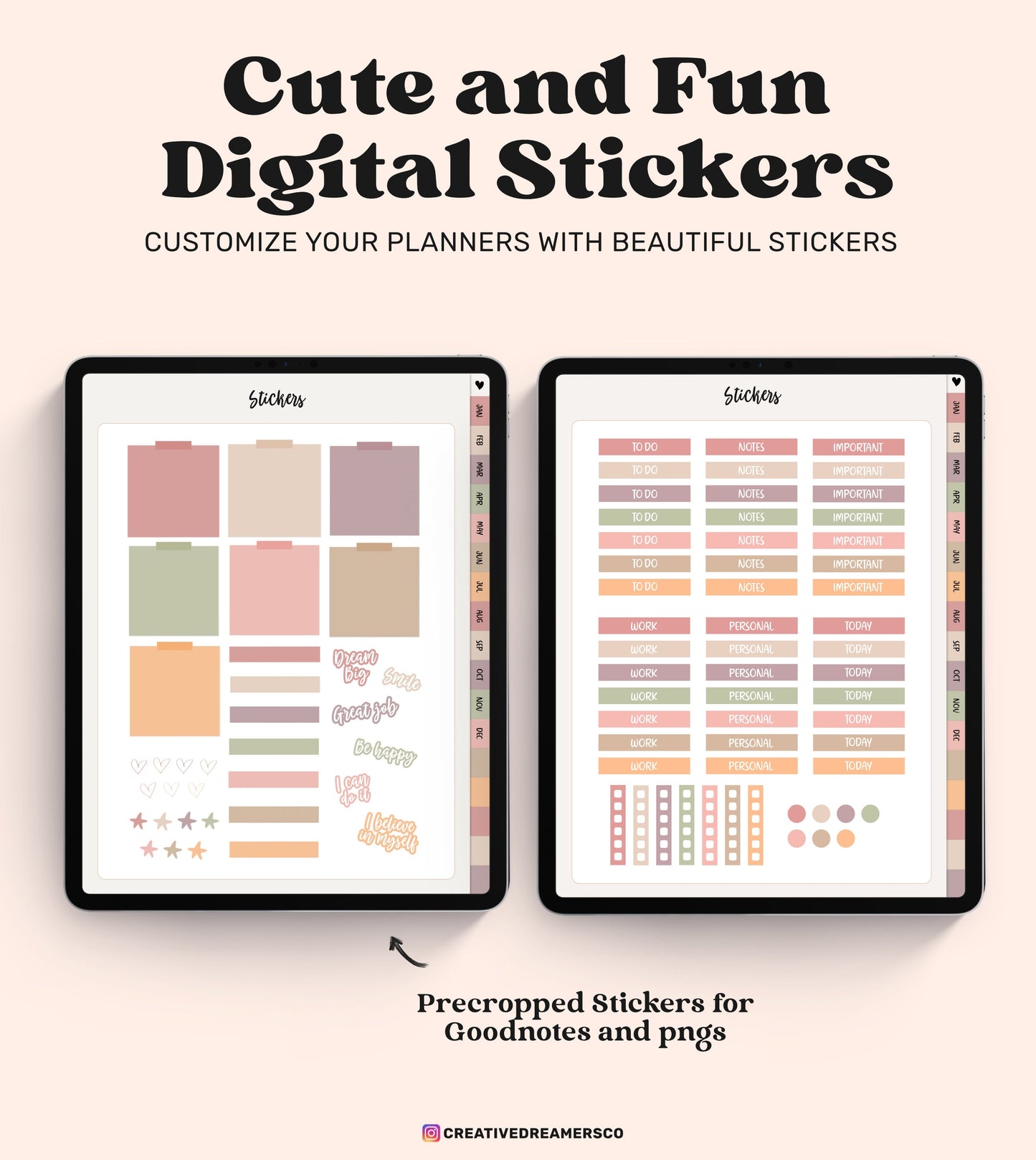 Undated Goodnotes Planner, Monthly Digital Planner, Goodnotes Template, iPad Planner, Digital Journal Pdf, Goodnotes Stickers Boho, Simple