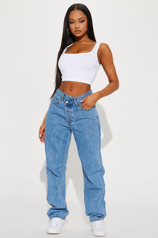 Crossover Straight Leg Jeans - Medium Wash - HCWP 