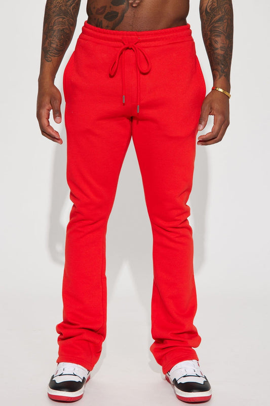Tyson Skinny Stacked Flare Sweatpant - Red - HCWP 