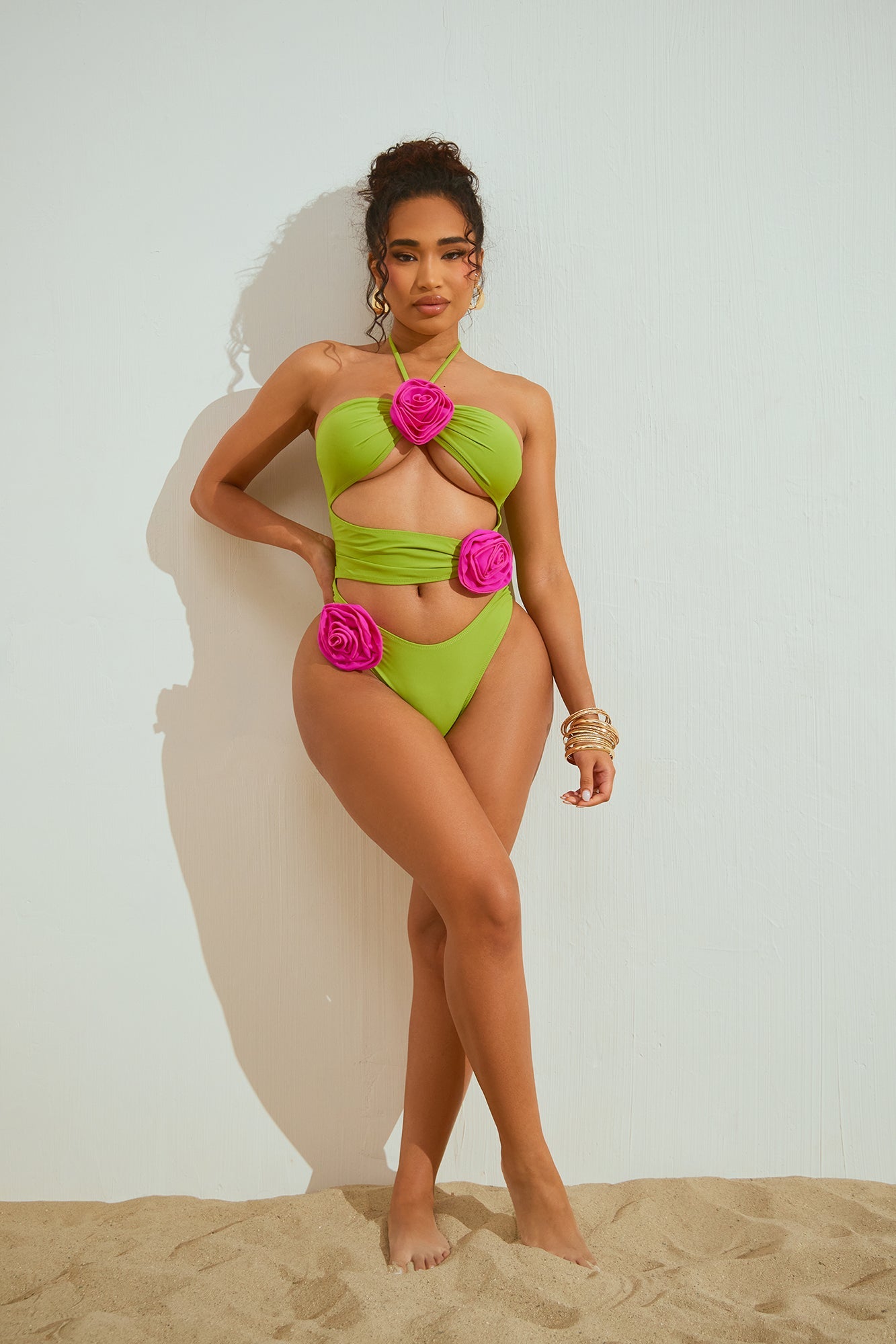 Positano Views Rosette 1 Piece Swimsuit - Green/combo - HCWP 