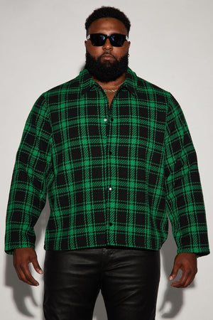 Fitch Tweed Plaid Shacket - Green/combo - HCWP 