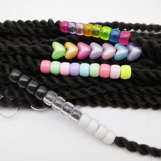 100Pcs Plastic Crochet Multicoloured Braids hair dread dreadlock beads rings tube for girls boys women hair Accessories