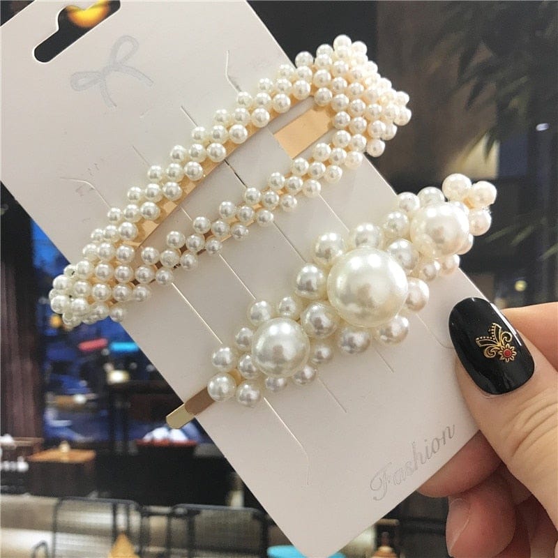 1Set Handmade Pearls Hair Clips Pin for Women Fashion Geometric Flower Barrettes Headwear Girls Sweet Hairpins Hair Accessorie