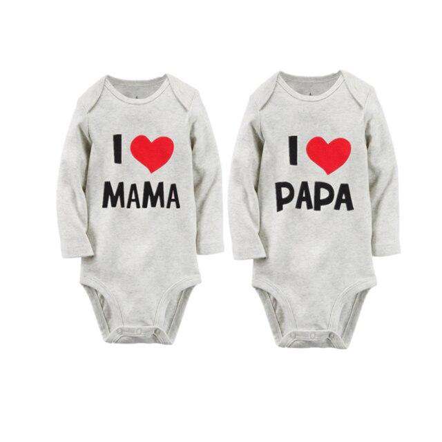 2 TEILE/LOS Body für Neugeborene Body Long Sleeve Brief ICH Liebe Papa Mama Baby Mädchen Kleidung Körper Ropa bebe Thermische unterwäsche