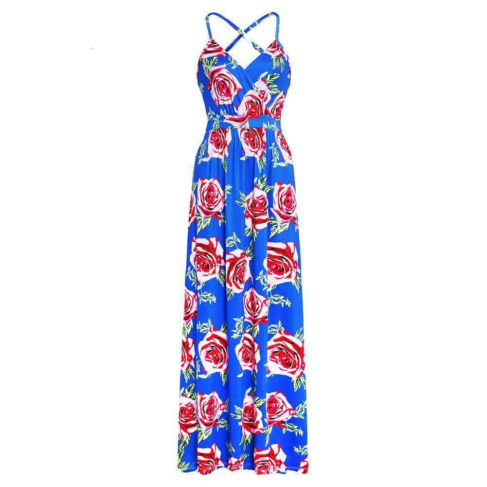 Tropical Jungle Leaf Boho Long Dress