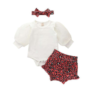 3 stücke Neueste Sommer Kleinkind Infant Baby Mädchen Baumwolle Casual Outfits Set Brief Body + Leopard Shorts + Stirnband Niedlich baby Kleidung