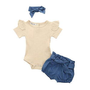 3 stücke Neueste Sommer Kleinkind Infant Baby Mädchen Baumwolle Casual Outfits Set Brief Body + Leopard Shorts + Stirnband Niedlich baby Kleidung