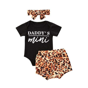 3 stücke Neueste Sommer Kleinkind Infant Baby Mädchen Baumwolle Casual Outfits Set Brief Body + Leopard Shorts + Stirnband Niedlich baby Kleidung