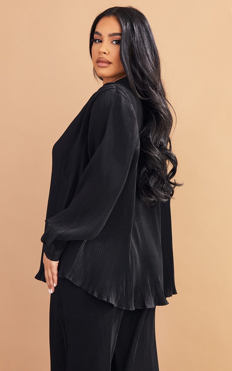 Petite Chocolate Plisse Oversized Cuff Detail Shirt - HCWP 