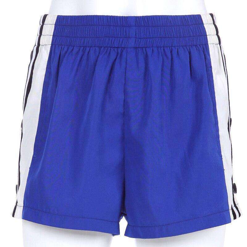 Split Side Shorts White Blue