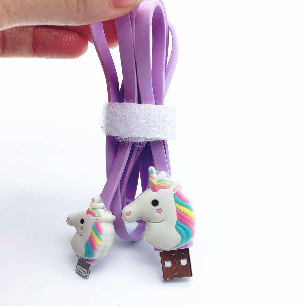 Niedliche Regenbogen Einhorn Mini USB Kabel 1 Meter Micro Usb Verlängerungskabel Gummi Datenleitung Violette Farbe Für Iphone Smart telefon