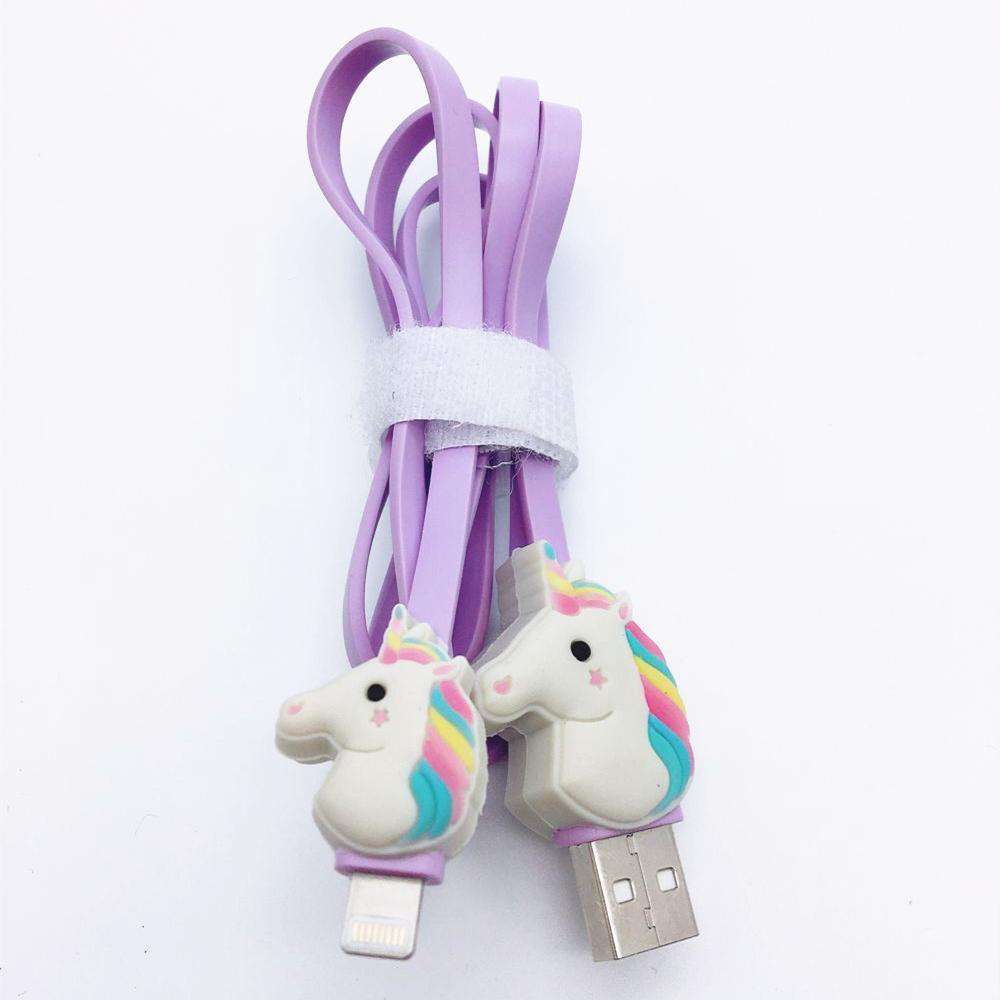 Niedliche Regenbogen Einhorn Mini USB Kabel 1 Meter Micro Usb Verlängerungskabel Gummi Datenleitung Violette Farbe Für Iphone Smart telefon