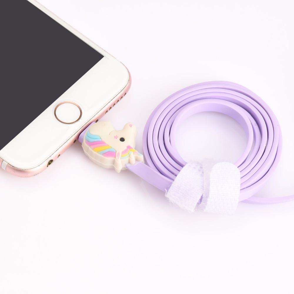 Niedliche Regenbogen Einhorn Mini USB Kabel 1 Meter Micro Usb Verlängerungskabel Gummi Datenleitung Violette Farbe Für Iphone Smart telefon