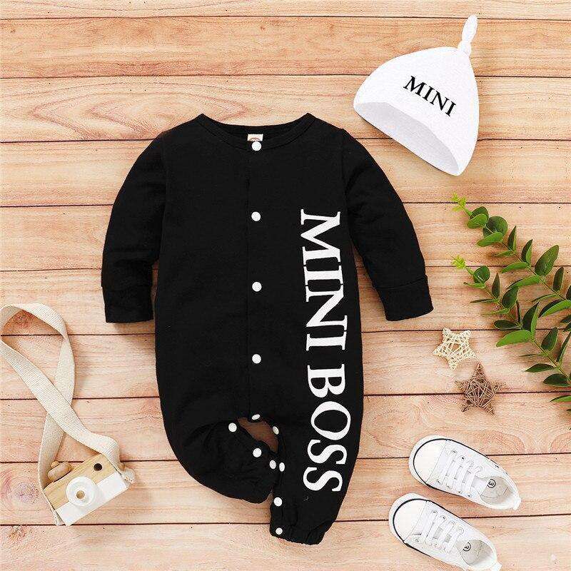 PatPat Heiße Verkäufe Frühjahr und Herbst Baby Boy MINI BOSS Baby-spielanzug mit Hut baby geboren kleidung Overalls Baby der kleidung