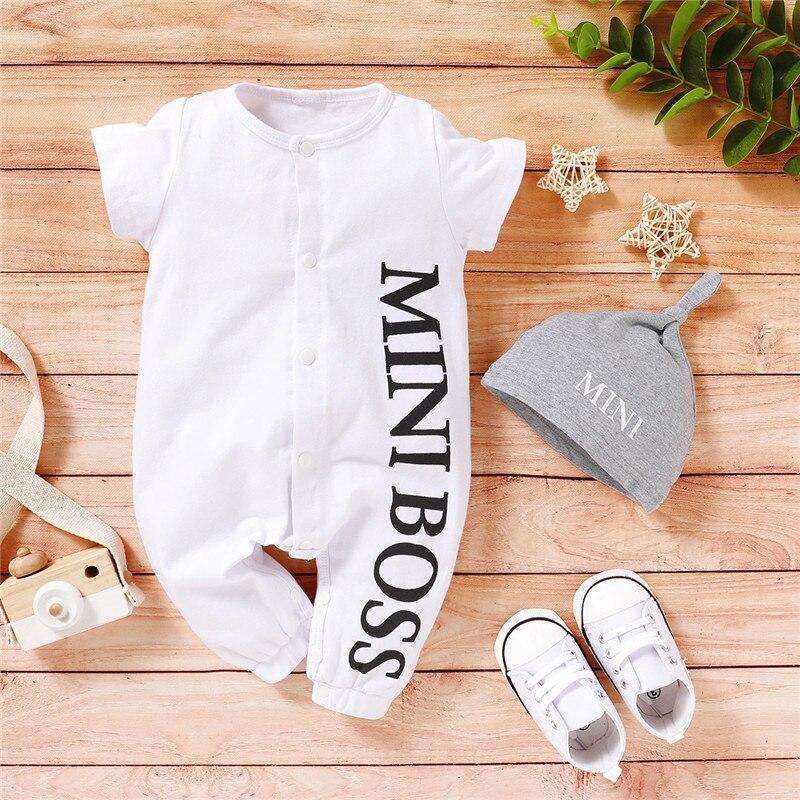 PatPat Heiße Verkäufe Frühjahr und Herbst Baby Boy MINI BOSS Baby-spielanzug mit Hut baby geboren kleidung Overalls Baby der kleidung